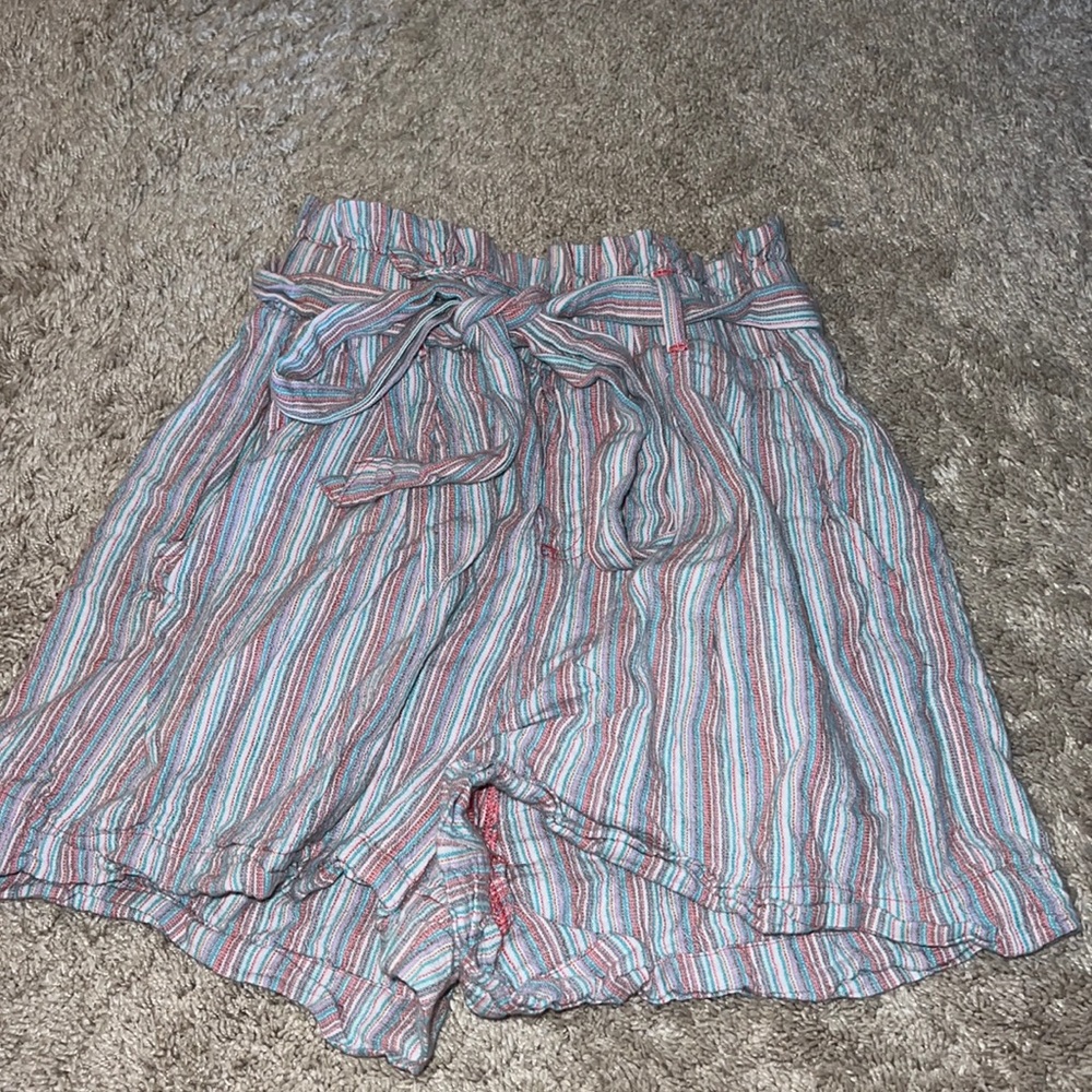 I’m selling colorful striped paper bag shorts from American eagle